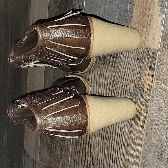 Antonio Melanie Dom Fringe Booties Heel Brown Leather Womens US 8 - Picture 8 of 12